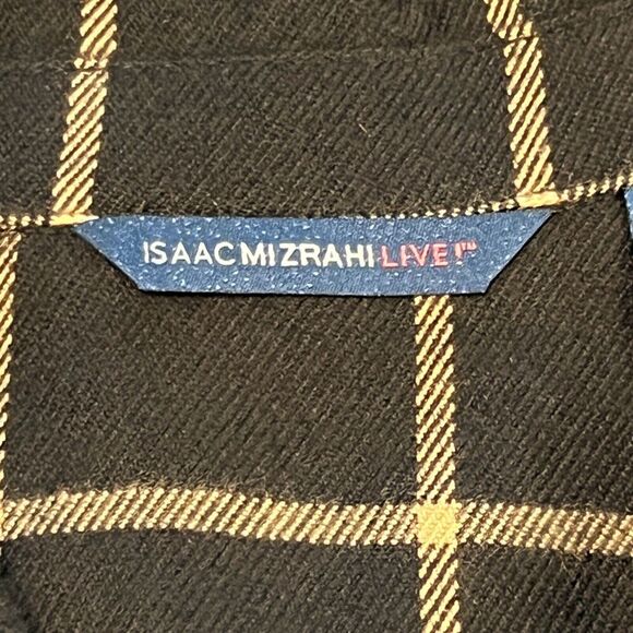 Isaac Mizrahi Live Plaid Black Tan Shacket Long Sleeve Size XL Mid Length - Picture 7 of 16